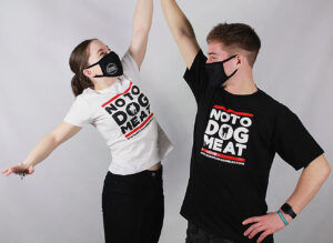 Left to right: Bex and Alfie's model charity merchandise