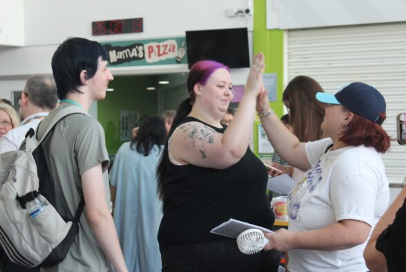 Three T Level Health students celebrate their results