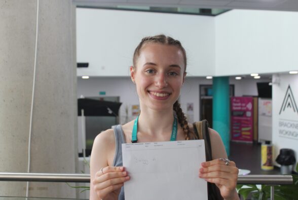 Kat Keedy celebrates her results