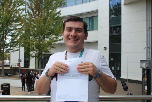 Supported Foundation Tier 3 student, Daniel Flannigan celebrates his English and maths GCSE results