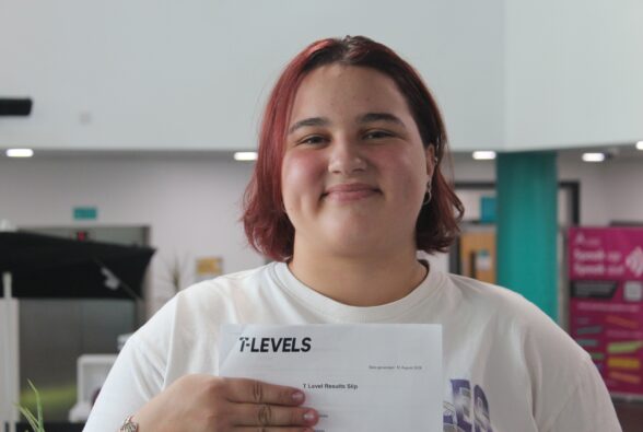 Valeria Plamadeala celebrates her T level results